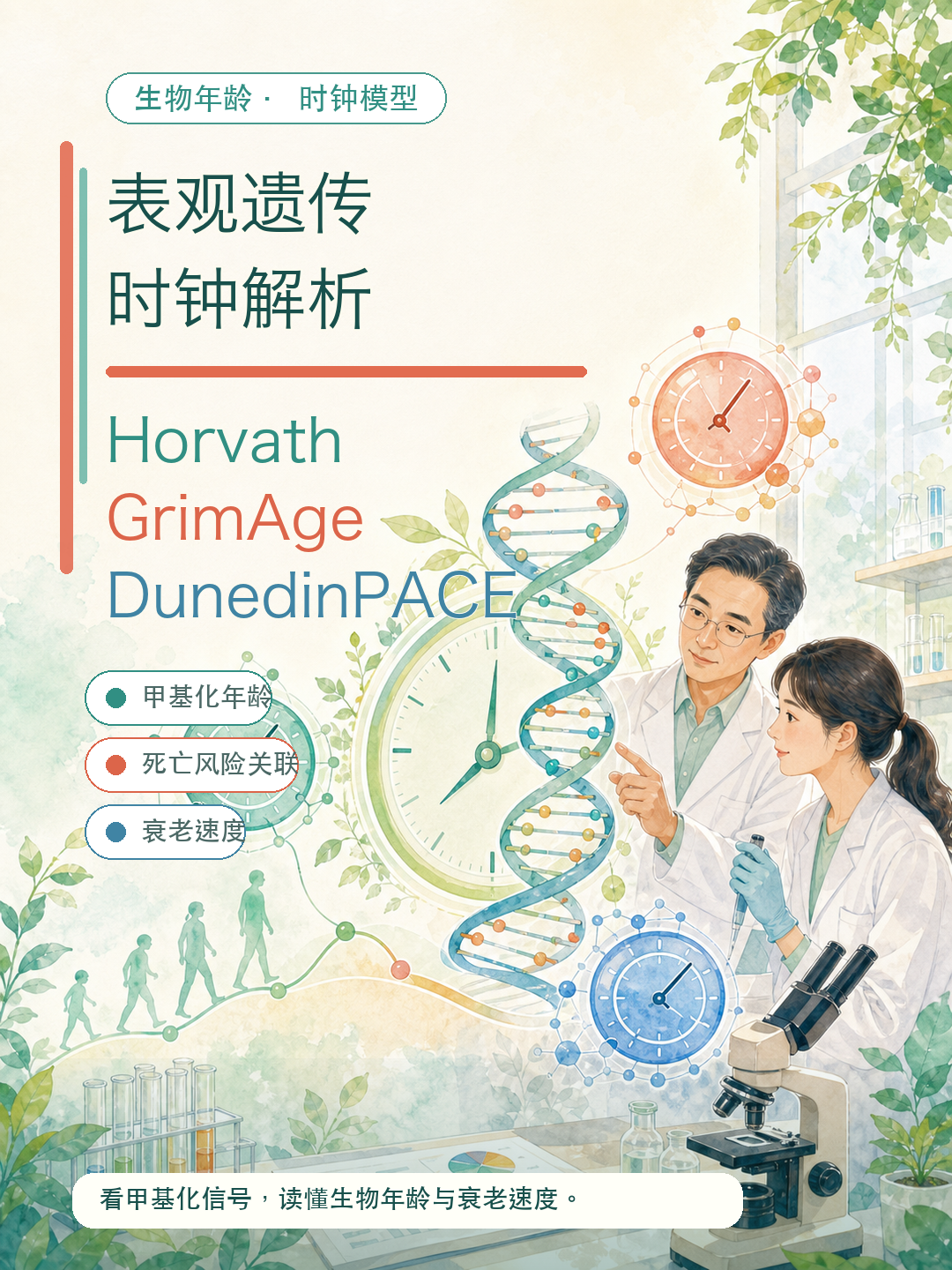 表观遗传时钟解析：Horvath、GrimAge、DunedinPACE